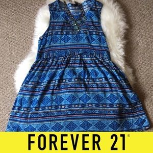 Forever 21 Blue Tribal Mini Dress - SZ: Small